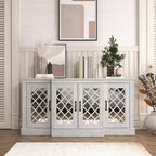 Buffet d'appoint Galano à 4 portes avec portes découpées en miroir 60,4 L x 18,2 P x 29,3 H