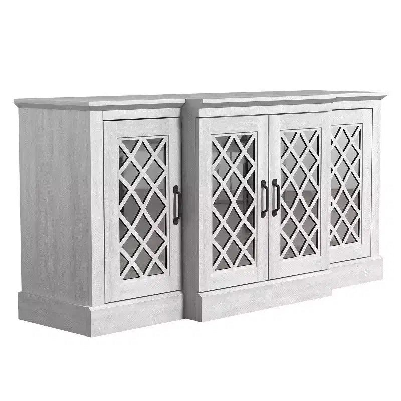 Buffet d'appoint Galano à 4 portes avec portes découpées en miroir 60,4 L x 18,2 P x 29,3 H