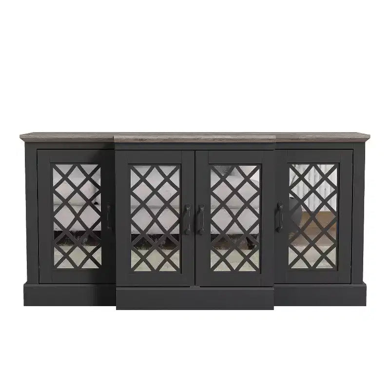Buffet d'appoint Galano à 4 portes avec portes découpées en miroir 60,4 L x 18,2 P x 29,3 H