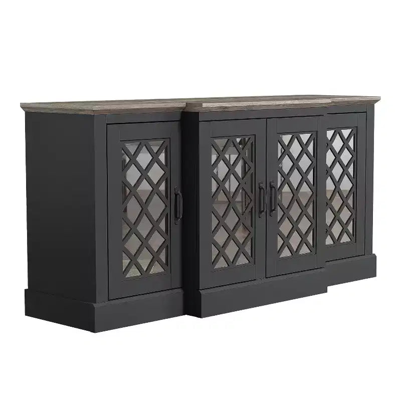 Buffet d'appoint Galano à 4 portes avec portes découpées en miroir 60,4 L x 18,2 P x 29,3 H