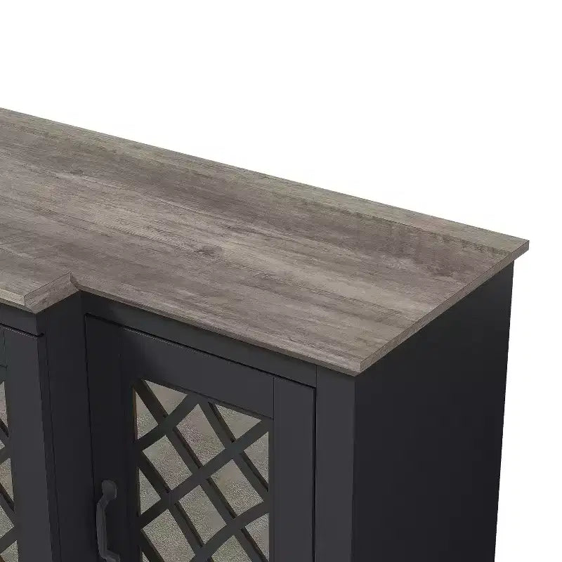 Buffet d'appoint Galano à 4 portes avec portes découpées en miroir 60,4 L x 18,2 P x 29,3 H