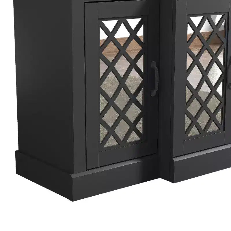 Buffet d'appoint Galano à 4 portes avec portes découpées en miroir 60,4 L x 18,2 P x 29,3 H