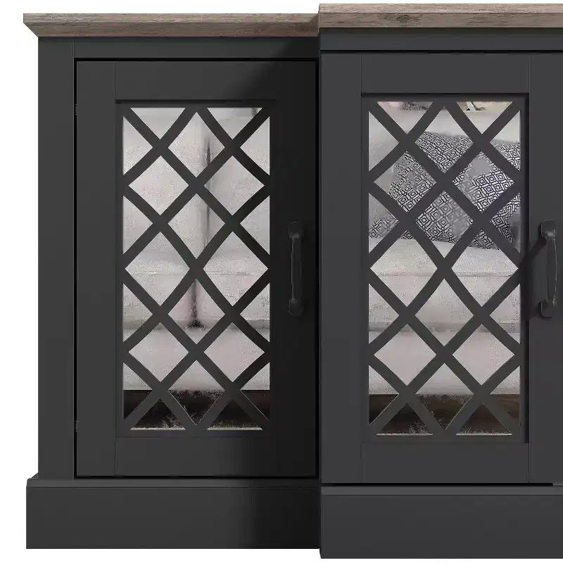Buffet d'appoint Galano à 4 portes avec portes découpées en miroir 60,4 L x 18,2 P x 29,3 H