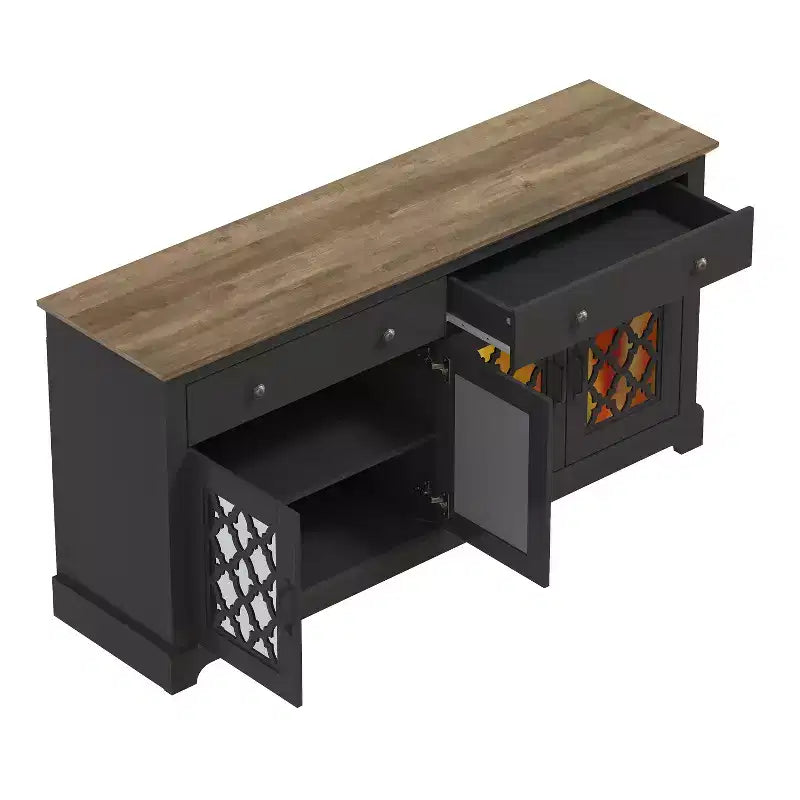 Buffet Galano à 2 tiroirs avec portes miroir L 149,1 x P 39,9 x H 74,2 cm