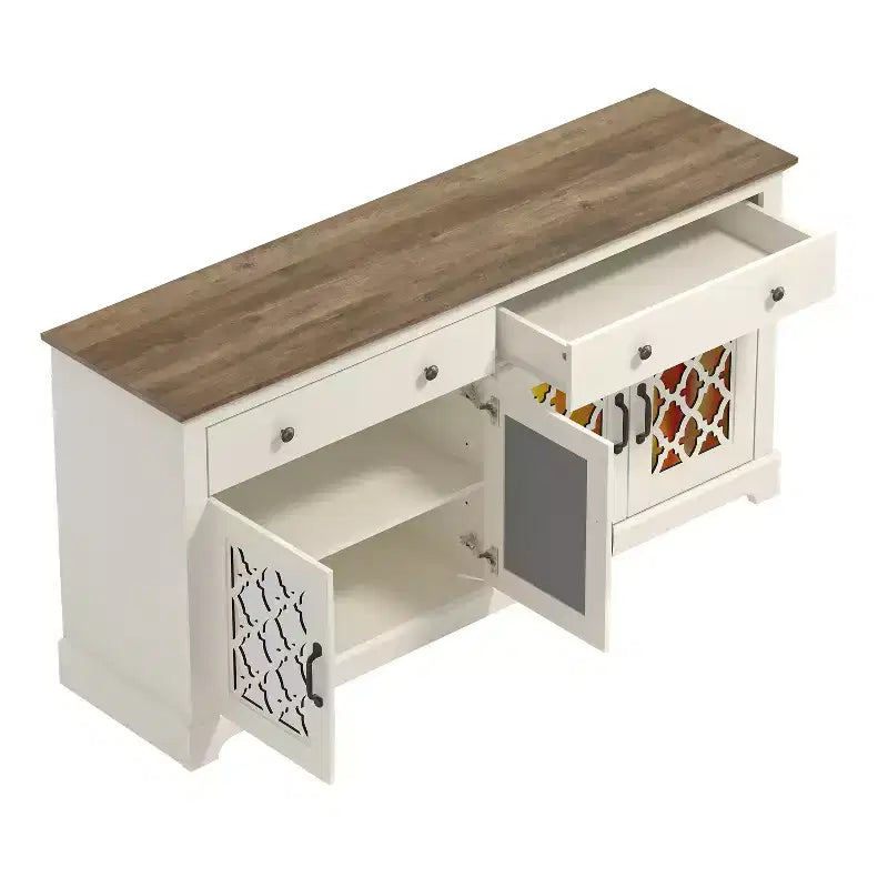 Buffet Galano à 2 tiroirs avec portes miroir L 149,1 x P 39,9 x H 74,2 cm