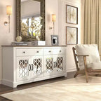 Buffet Galano à 2 tiroirs avec portes miroir L 149,1 x P 39,9 x H 74,2 cm