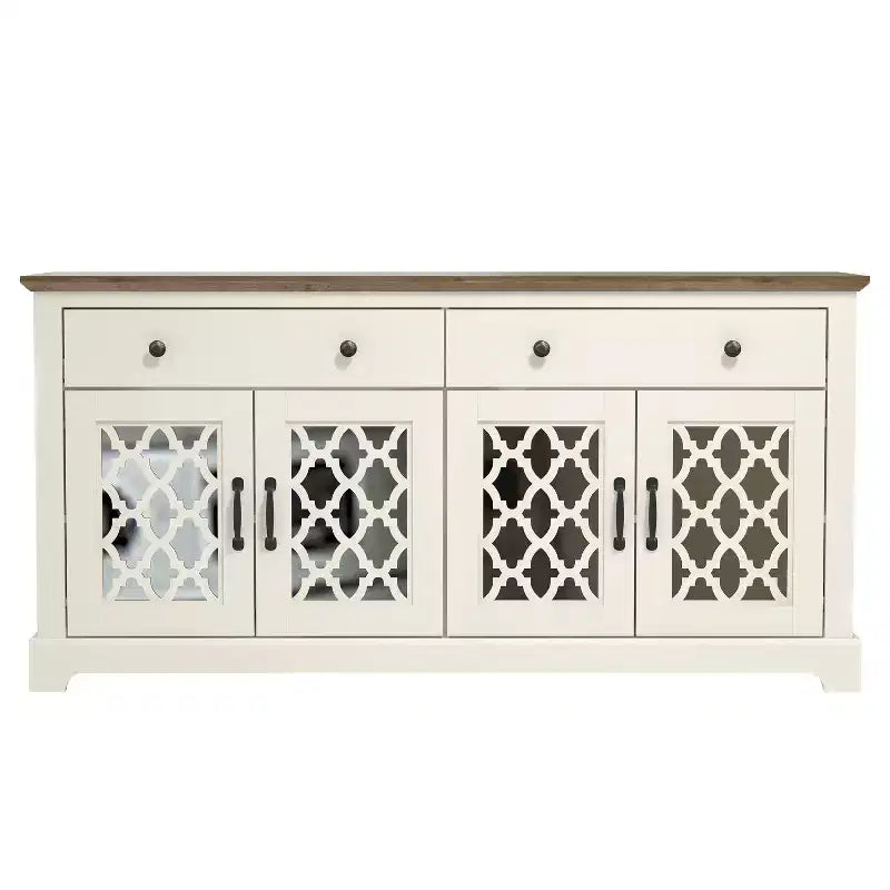 Buffet Galano à 2 tiroirs avec portes miroir L 149,1 x P 39,9 x H 74,2 cm