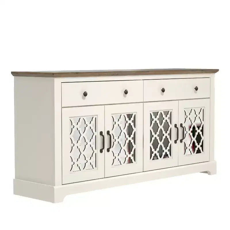 Buffet Galano à 2 tiroirs avec portes miroir L 149,1 x P 39,9 x H 74,2 cm