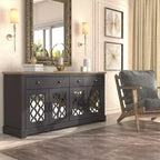 Buffet Galano à 2 tiroirs avec portes miroir L 149,1 x P 39,9 x H 74,2 cm