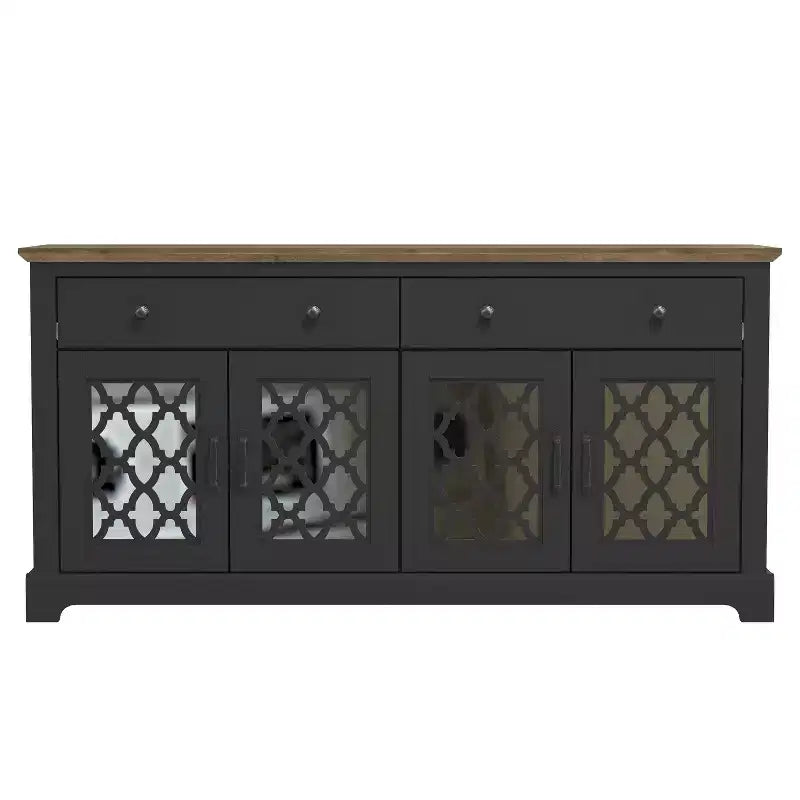 Buffet Galano à 2 tiroirs avec portes miroir L 149,1 x P 39,9 x H 74,2 cm
