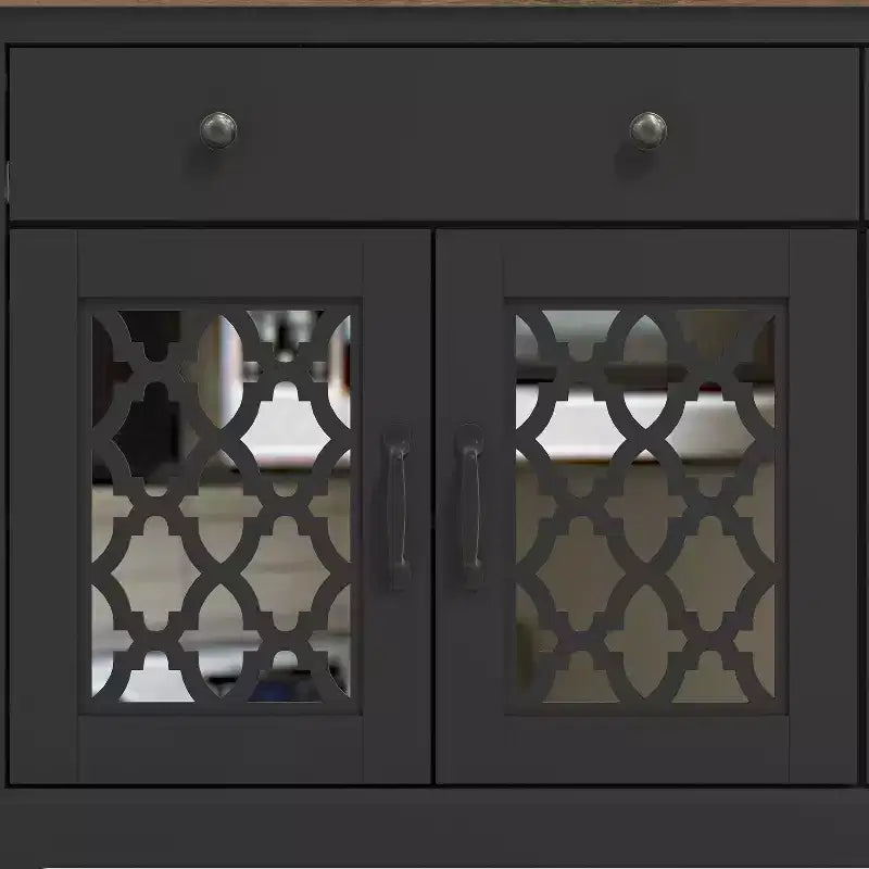 Buffet Galano à 2 tiroirs avec portes miroir L 149,1 x P 39,9 x H 74,2 cm