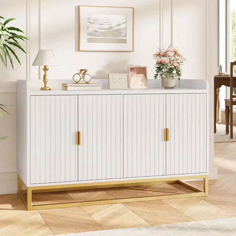47.2 Sideboard Cabinet, Modern Kitchen Sideboard Adjustable Shelves, Media Console Buffet Cabinet with Doors for Living Room, Kitchen, Entryway