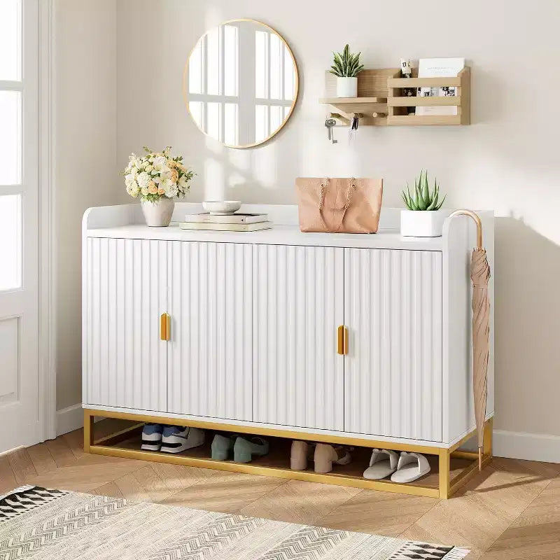 47.2 Bahut, Meuble de Rangement de Cuisine Moderne avec Étagères Réglables, Meuble TV Console avec Portes pour Salon, Cuisine, Entrée