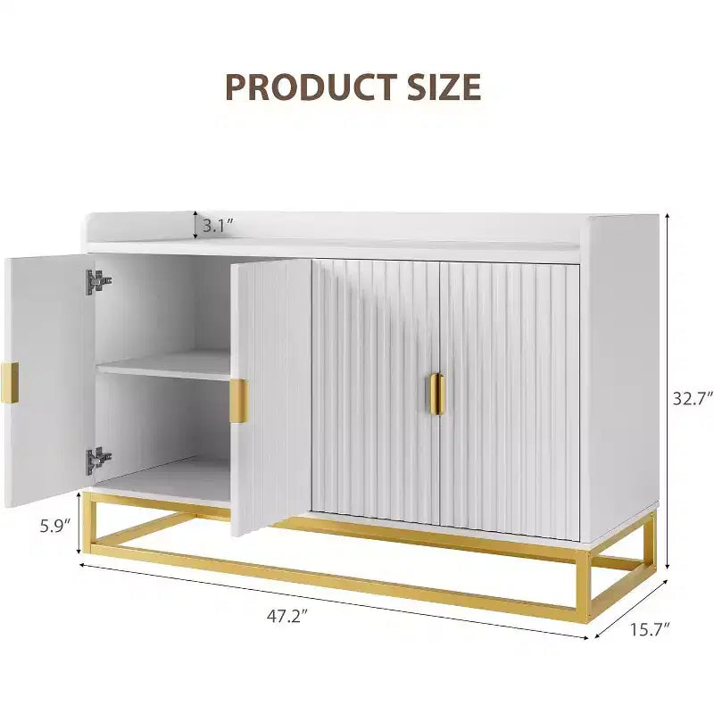 47.2 Bahut, Meuble de Rangement de Cuisine Moderne avec Étagères Réglables, Meuble TV Console avec Portes pour Salon, Cuisine, Entrée