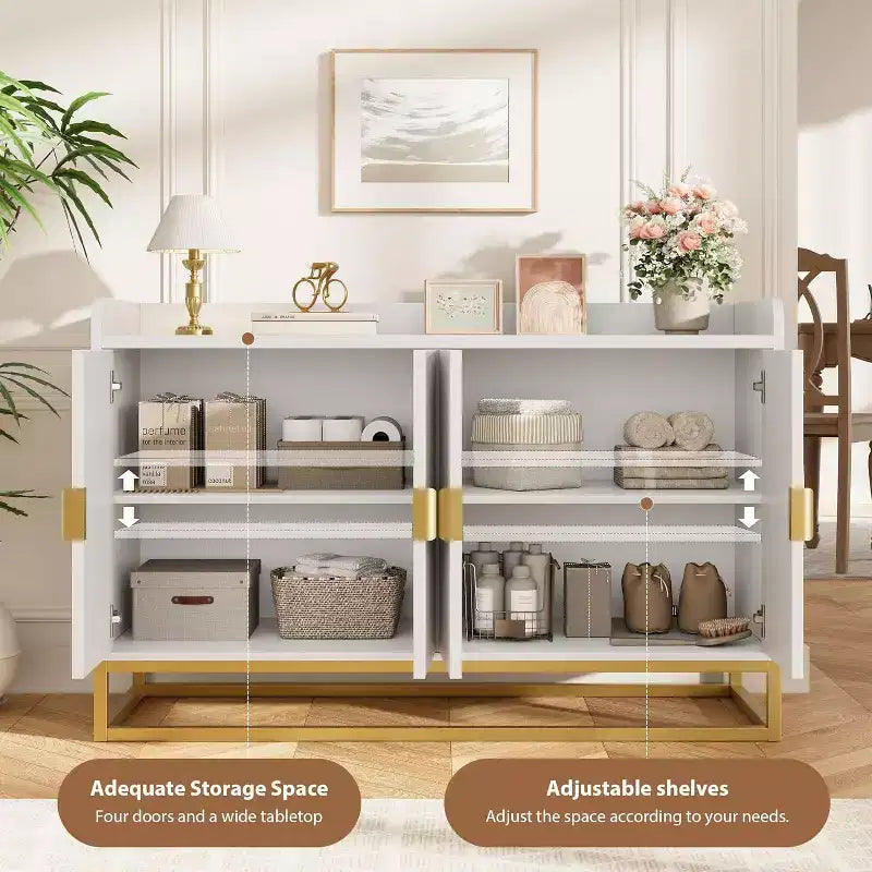 47.2 Bahut, Meuble de Rangement de Cuisine Moderne avec Étagères Réglables, Meuble TV Console avec Portes pour Salon, Cuisine, Entrée