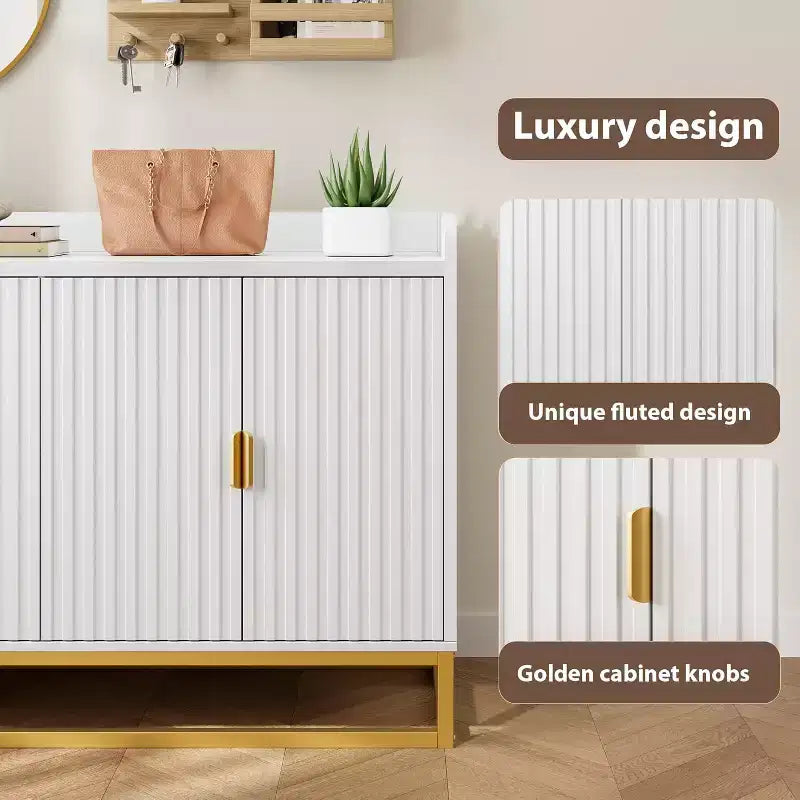 47.2 Bahut, Meuble de Rangement de Cuisine Moderne avec Étagères Réglables, Meuble TV Console avec Portes pour Salon, Cuisine, Entrée