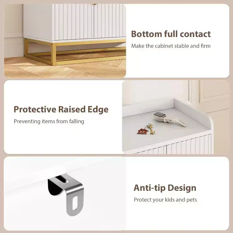47.2 Credenza da cucina moderna con ripiani regolabili, Mobile buffet consolle multimediale con ante per soggiorno, cucina, ingresso