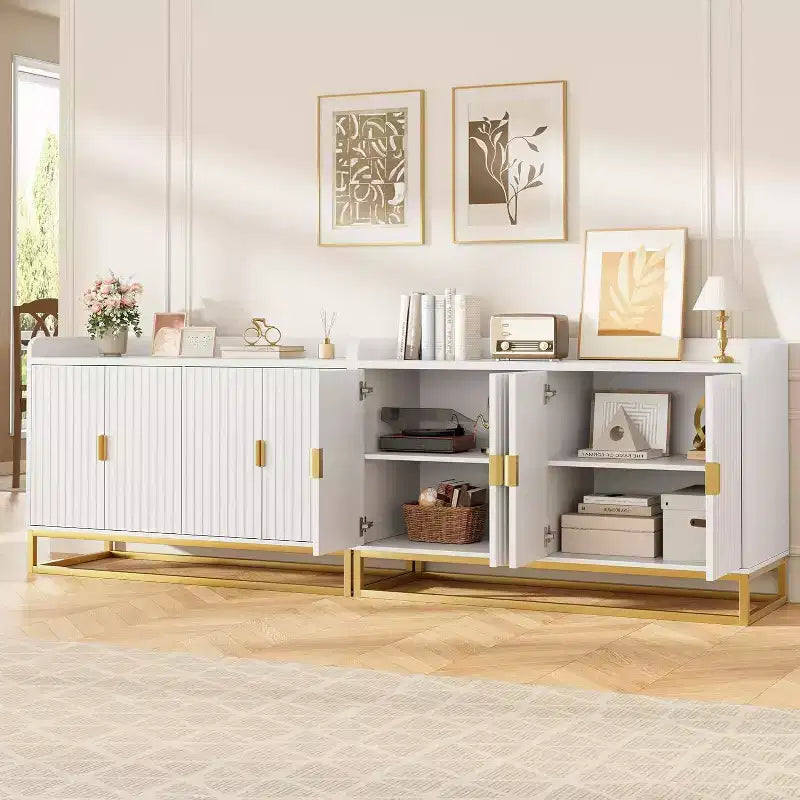 47.2 Credenza da cucina moderna con ripiani regolabili, Mobile buffet consolle multimediale con ante per soggiorno, cucina, ingresso