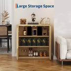 Mobile buffet credenza scanalato, Armadietto in legno da 88 cm, Credenza da bar per caffè, Mobile contenitore con ripiani regolabili per cucina, sala da pranzo, soggiorno