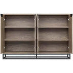 Buffet Bahut, Console d'entrée de 140 cm de large avec 4 portes et étagères réglables, Meuble bar à café en bois pour Salon, Salle à manger, Cuisine