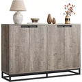 55 in Buffet Storage Cabinet, Sideboard Modern Credenza with Metal Base 4 Doors Shelves, Accent Coffee Bar Table for Kitchen Dining Room, Living Room