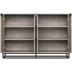 Meuble de rangement buffet de 55 pouces, crédence moderne avec base en métal, 4 portes, étagères, table d'appoint de bar à café pour cuisine, salle à manger, salon