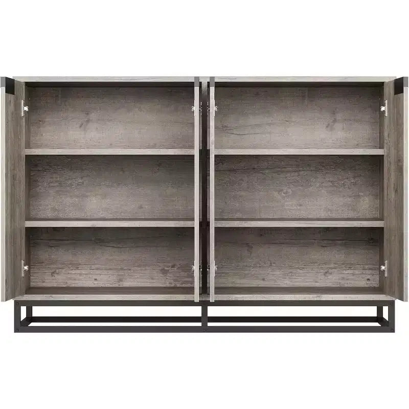 Meuble de rangement buffet de 55 pouces, crédence moderne avec base en métal, 4 portes, étagères, table d'appoint de bar à café pour cuisine, salle à manger, salon