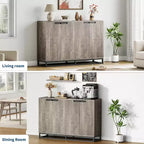 Meuble de rangement buffet de 55 pouces, crédence moderne avec base en métal, 4 portes, étagères, table d'appoint de bar à café pour cuisine, salle à manger, salon
