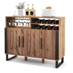 Costway Home Drinks Bar Cabinet w/ 3 Doors & Adjustable Shelves 2-tier Drinks Rack Sideboard