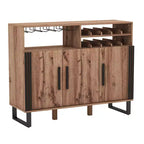 Mobile Bar Domestico Costway con 3 Ante e Ripiani Regolabili, Credenza con Scaffale per Bevande a 2 Livelli