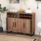 Mobile Bar Domestico Costway con 3 Ante e Ripiani Regolabili, Credenza con Scaffale per Bevande a 2 Livelli