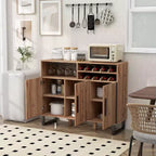 Mobile Bar Domestico Costway con 3 Ante e Ripiani Regolabili, Credenza con Scaffale per Bevande a 2 Livelli