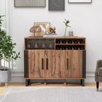 Mobile Bar Domestico Costway con 3 Ante e Ripiani Regolabili, Credenza con Scaffale per Bevande a 2 Livelli