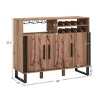 Mobile Bar Domestico Costway con 3 Ante e Ripiani Regolabili, Credenza con Scaffale per Bevande a 2 Livelli