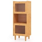 Costway Lot de 2 meubles de rangement de cuisine étroits en bambou avec compartiment ouvert et rangement