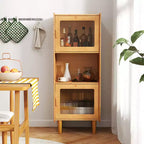 Costway Lot de 2 meubles de rangement de cuisine étroits en bambou avec compartiment ouvert et rangement