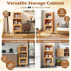 Costway Lot de 2 meubles de rangement de cuisine étroits en bambou avec compartiment ouvert et rangement