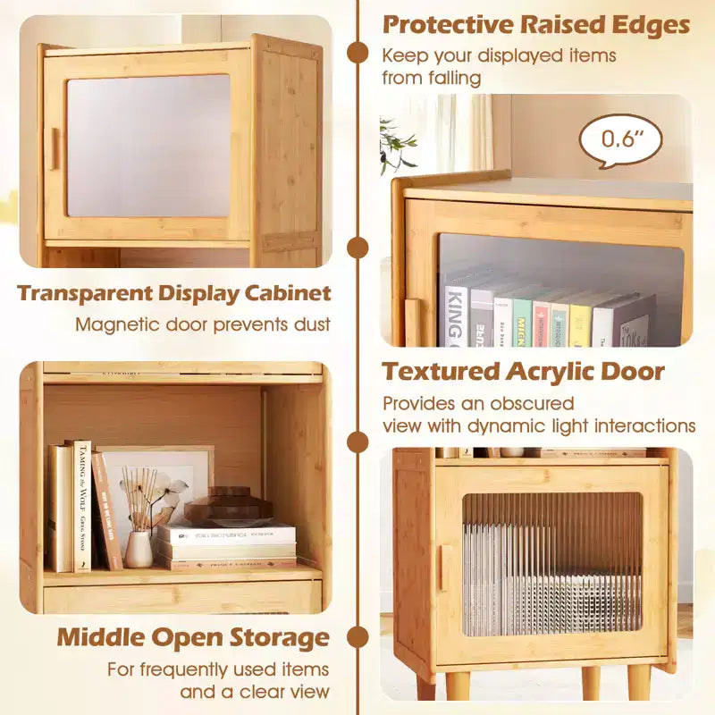 Costway Lot de 2 meubles de rangement de cuisine étroits en bambou avec compartiment ouvert et rangement