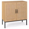Costway Rattan Storage Cabinet w/ 2-Door Buffet Sideboard & 3-Position Adjustable Shelf