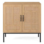 Costway Mobile Contenitore in Rattan con Credenza a 2 Ante e Scaffale Regolabile a 3 Posizioni