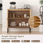 Costway Mobile Contenitore in Rattan con Credenza a 2 Ante e Scaffale Regolabile a 3 Posizioni