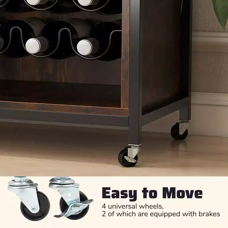 Mobile Bar Costway con Ruote, Luci a LED, Ripiani, Porta Bicchieri e Porta Bottiglie