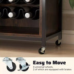 Mobile Bar Costway con Ruote, Luci a LED, Ripiani, Porta Bicchieri e Porta Bottiglie