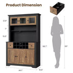 Meuble Bar de Ferme de 174,5 cm, Bar à Vin Haut avec 10 Casier à Bouteilles, Buffet de Bar avec Rangement pour Salon
