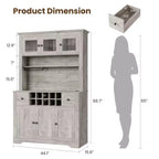 Meuble Bar de Ferme de 174,5 cm, Bar à Vin Haut avec 10 Casier à Bouteilles, Buffet de Bar avec Rangement pour Salon
