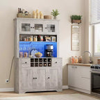 Meuble Bar de Ferme de 174,5 cm, Bar à Vin Haut avec 10 Casier à Bouteilles, Buffet de Bar avec Rangement pour Salon