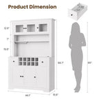 Meuble Bar de Ferme de 174,5 cm, Bar à Vin Haut avec 10 Casier à Bouteilles, Buffet de Bar avec Rangement pour Salon