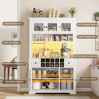 Meuble Bar de Ferme de 174,5 cm, Bar à Vin Haut avec 10 Casier à Bouteilles, Buffet de Bar avec Rangement pour Salon
