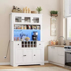 Meuble Bar de Ferme de 174,5 cm, Bar à Vin Haut avec 10 Casier à Bouteilles, Buffet de Bar avec Rangement pour Salon