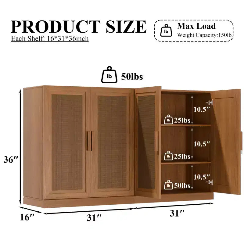 Dovelina Buffet Cabinets de rangement décoratifs réglables